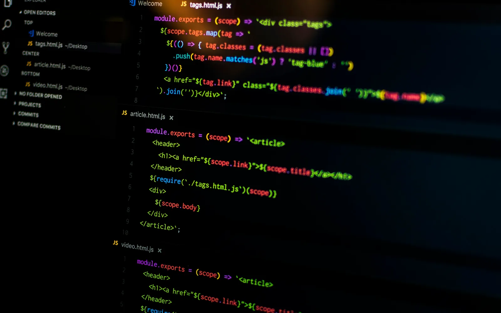 A code editor open on a dark screen