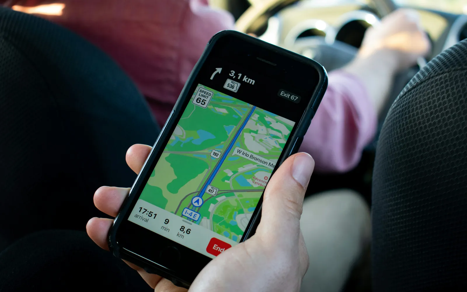 A phone showing map navigation